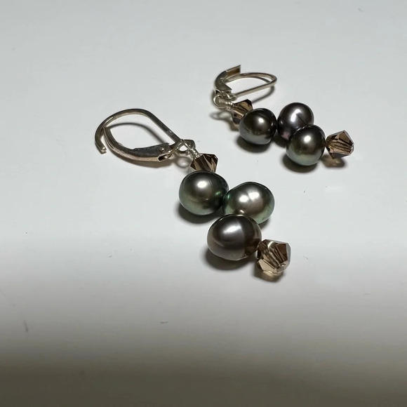 Jewelry - 925 Sterling Silver Black Grey Cultured Pearls